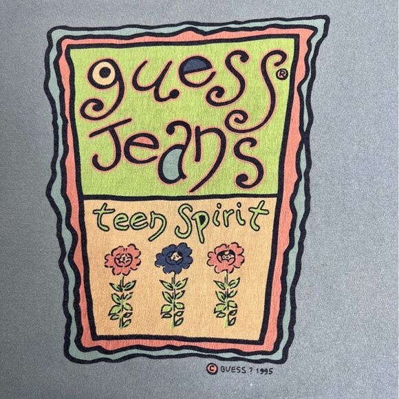Vintage 90s Guess Jeans Teen Spirit Blue Crew T Shirt Short Sleeve Women Large - Picture 8 of 14